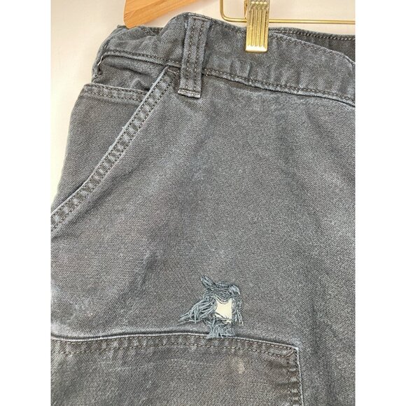 Carhartt Men's 42x30 Distressed Relaxed Fit Duck Double Front Work Pants Black - Picture 3 of 9